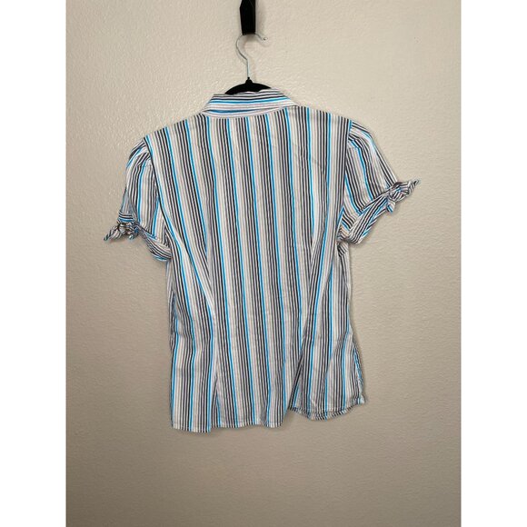 Express Design Studio Blue Blouse Small Womans Cotton Nylon Blend‎ - Picture 6 of 7